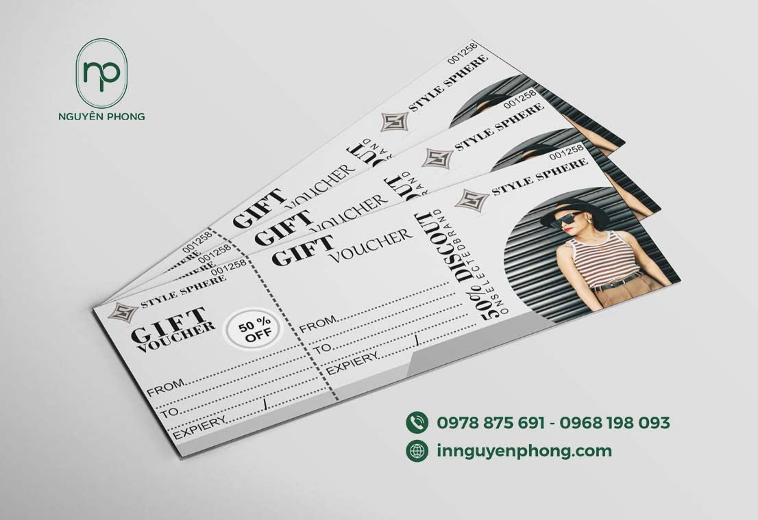 In voucher từ chất liệu giấy mĩ thuật 